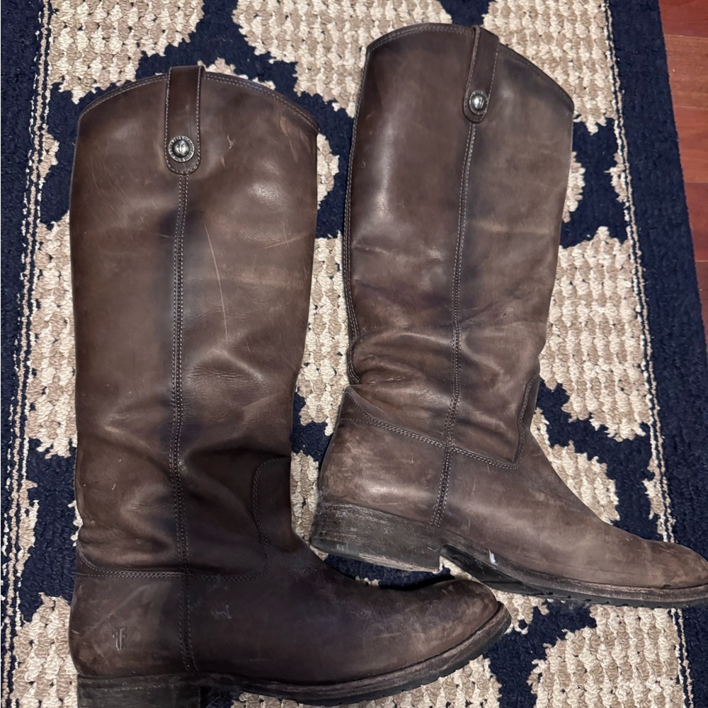 Frye Brown Leather Combat Boots